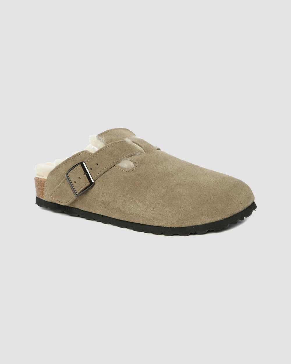 kelsey sheepskin clogs antelope brown angle