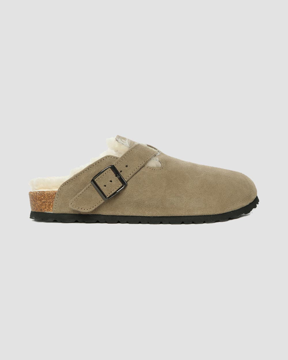 kelsey sheepskin clogs antelope brown side