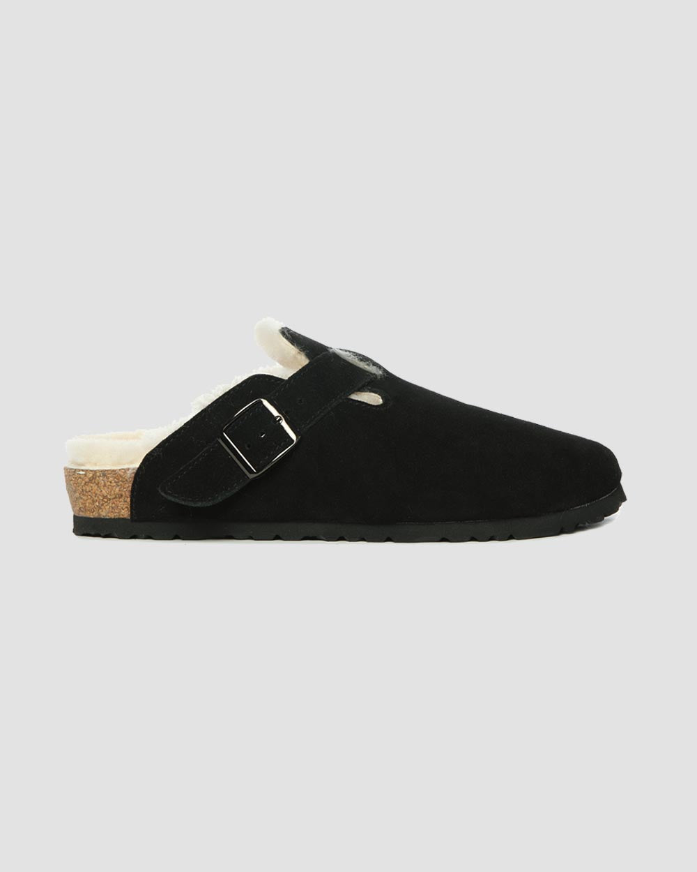 kelsey sheepskin clogs black side