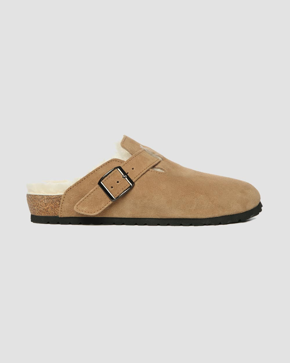 kelsey sheepskin clogs chestnut side