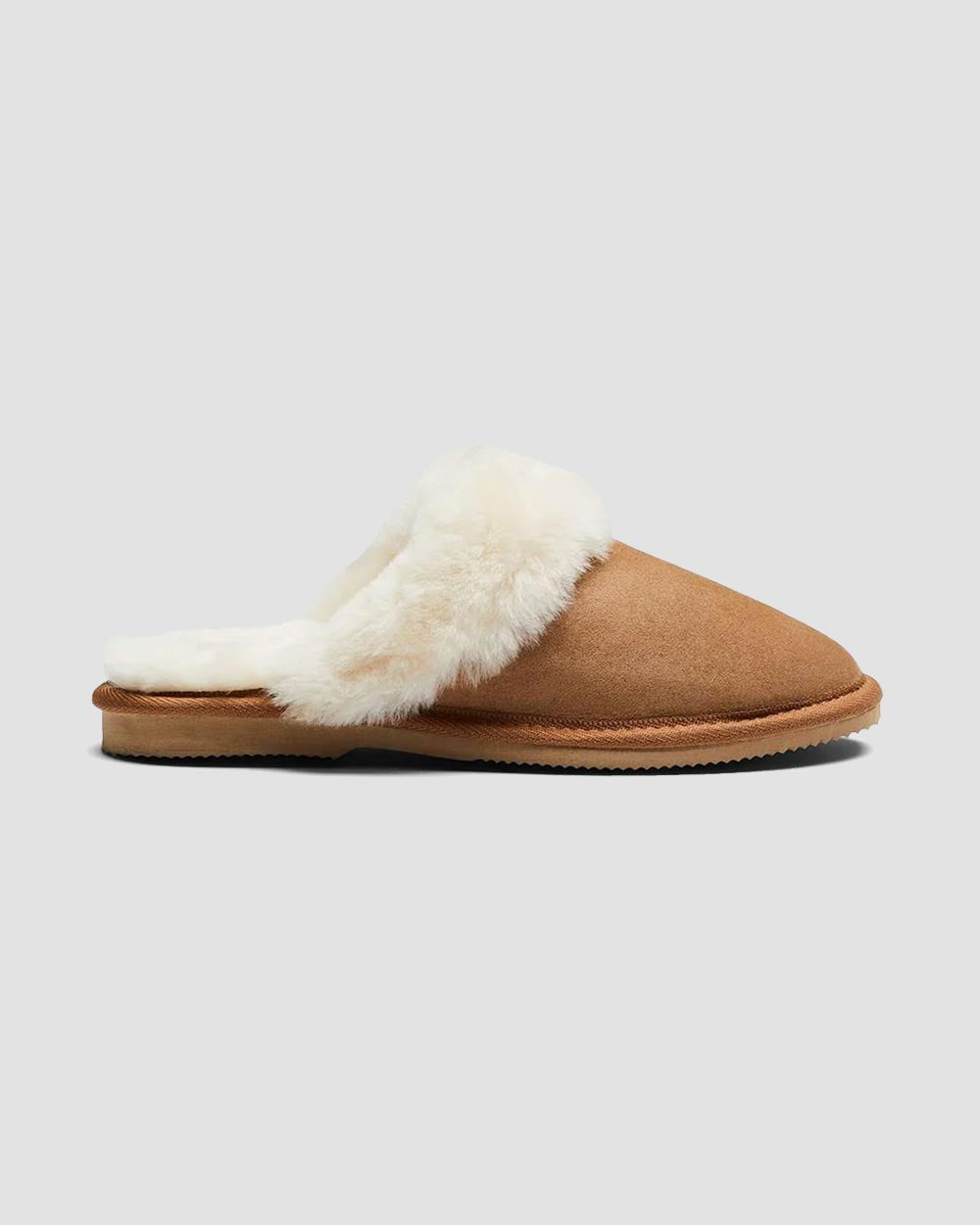 ladies sheepskin ugg scuffs chestnut side