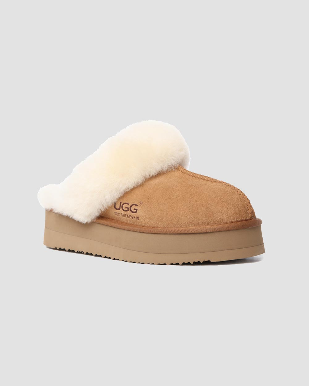platform ugg scuffs chestnut angle