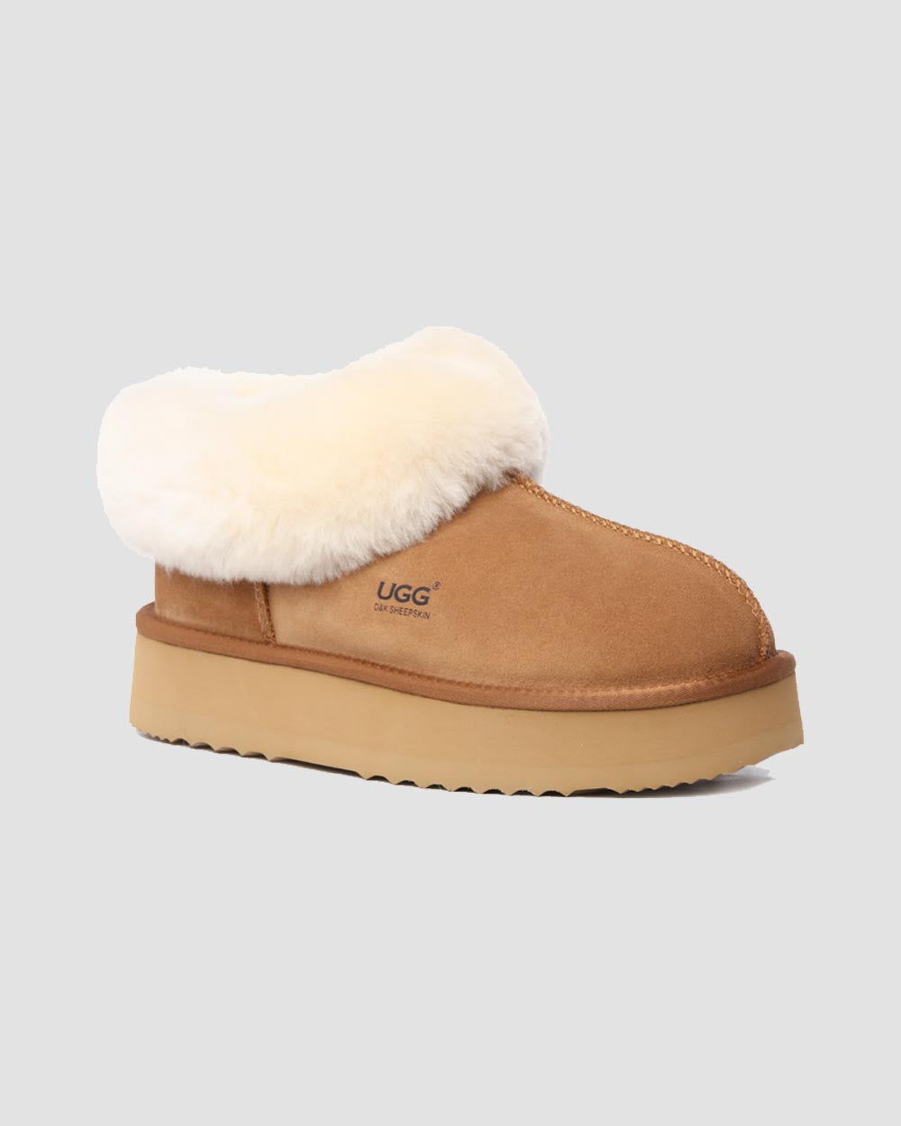 platinum platform ugg slippers chestnut angle