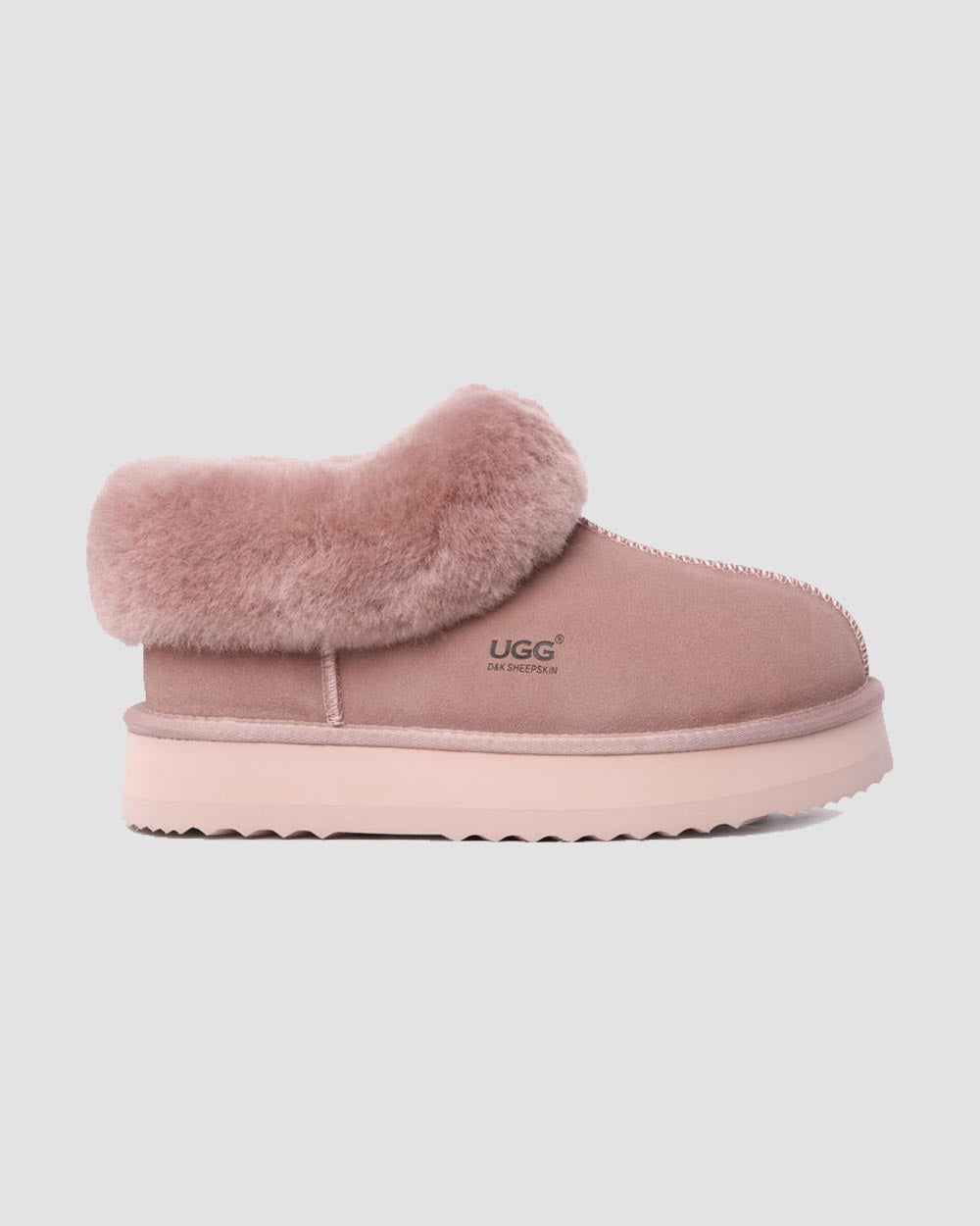 platinum platform ugg slippers dawn pink side