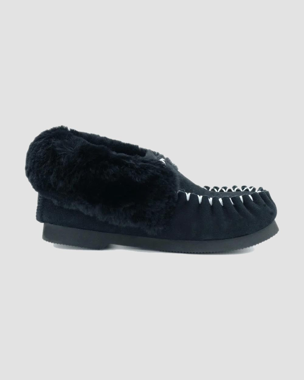 sheepskin moccasins black side