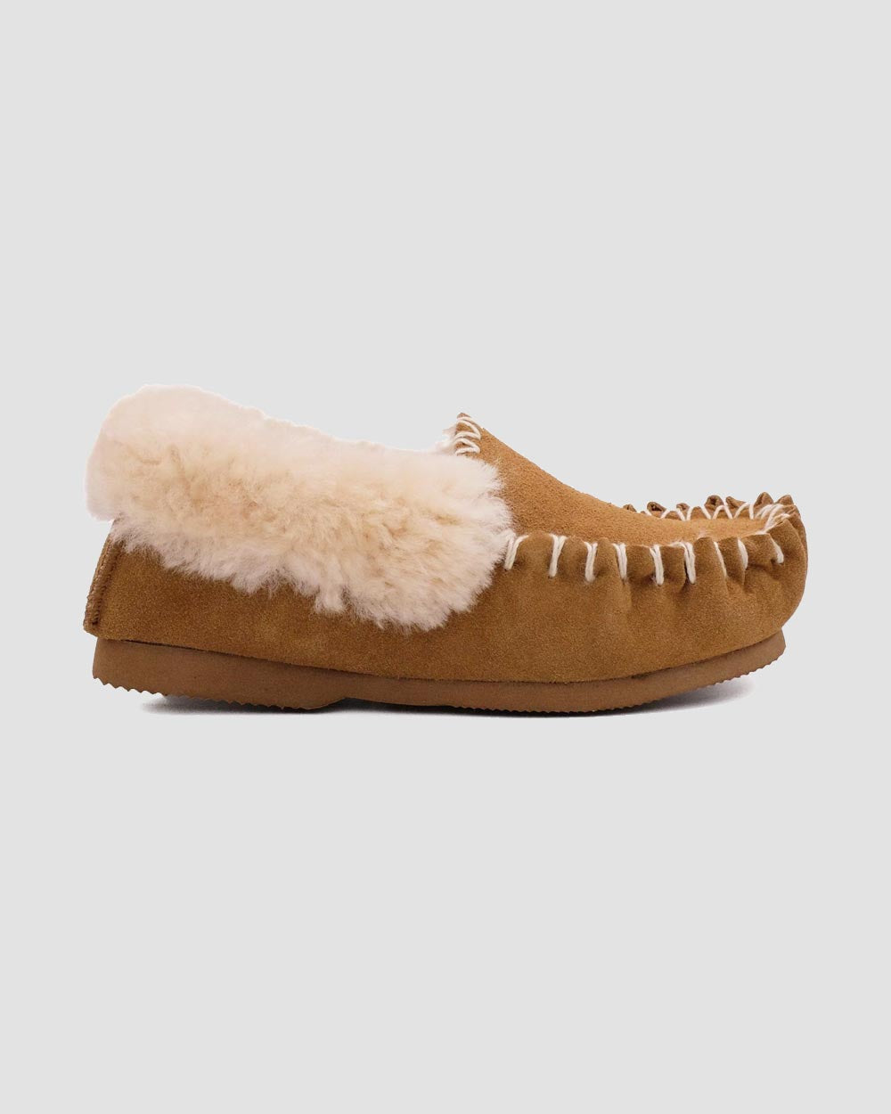 sheepskin moccasins chestnut side