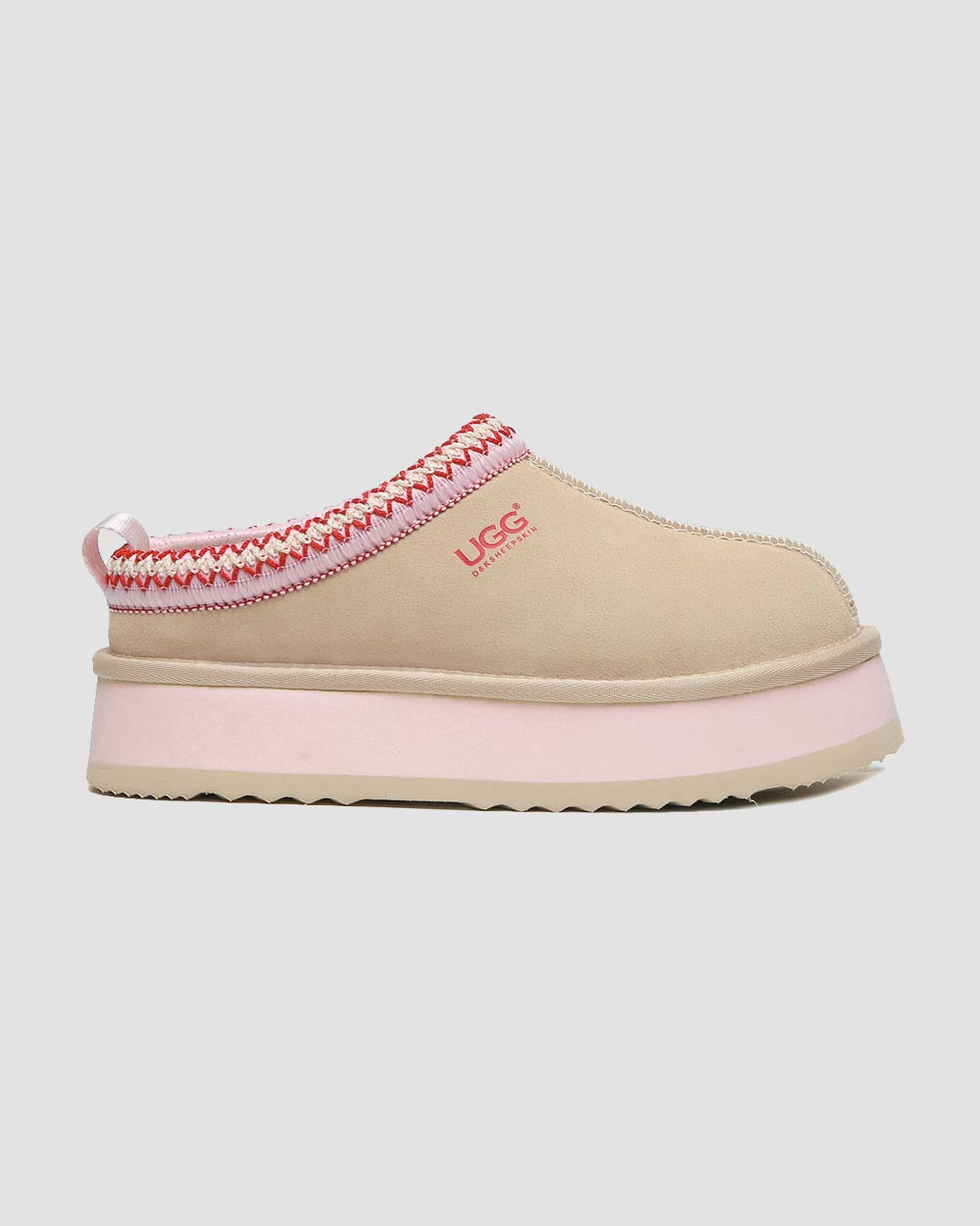 alessia platform ugg slippers ivory pink side