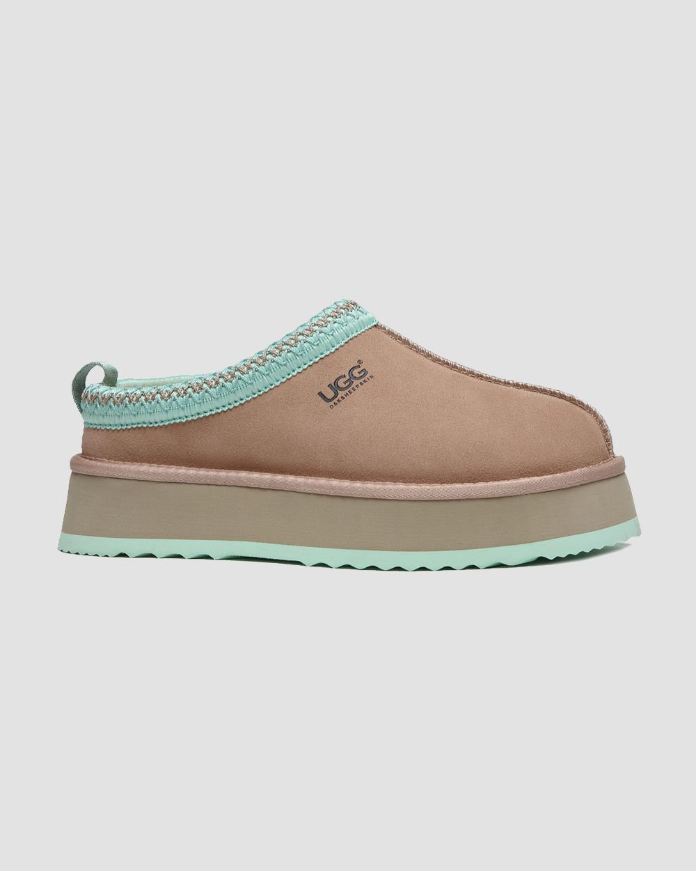 alessia platform ugg slippers vally brown green side