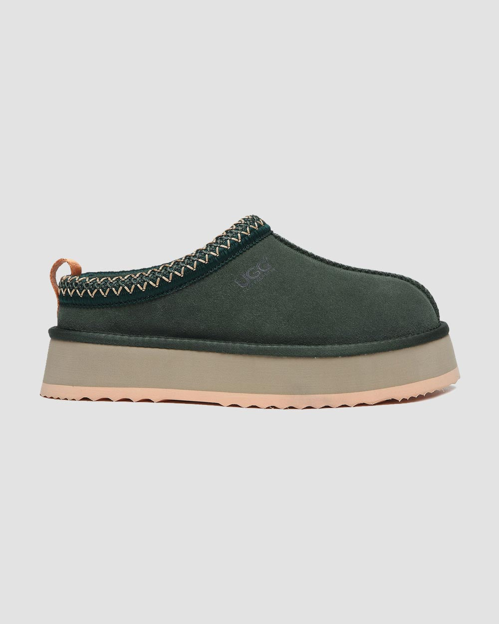 alessia platform ugg slippers woodland green side