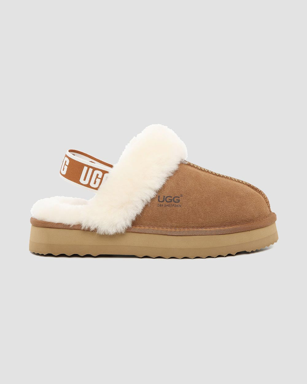 cora ugg platform slippers chestnut side
