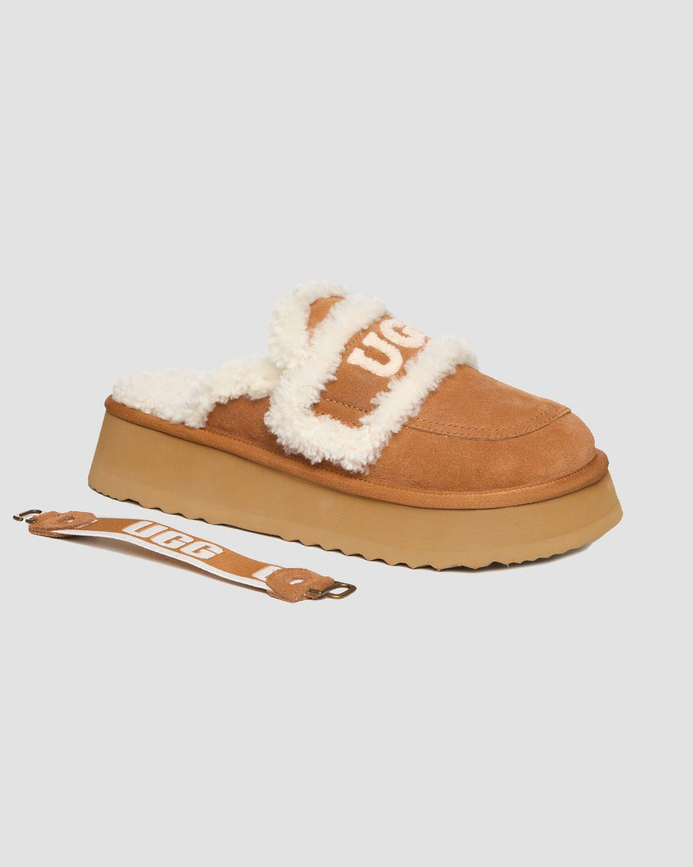 erin ugg platform scuffs chestnut angle  with strap