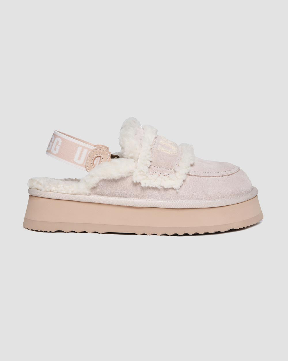erin ugg platform scuffs peach side with strap
