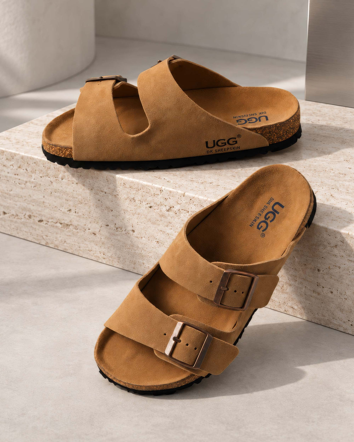Ines Buckle Suede Sandals