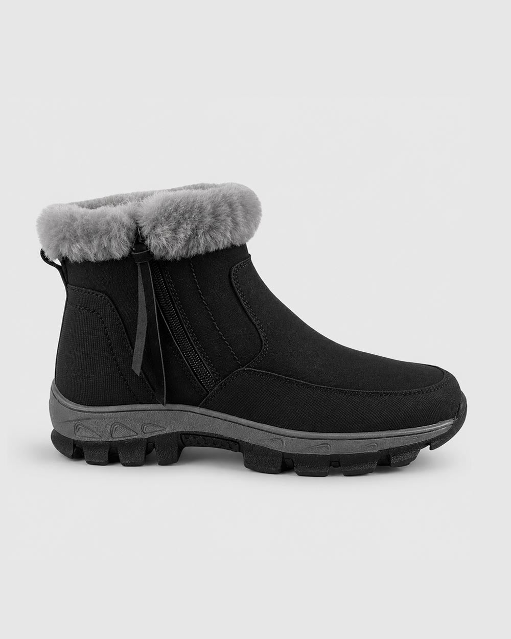 evelyn sheepskin lined leather boots black side