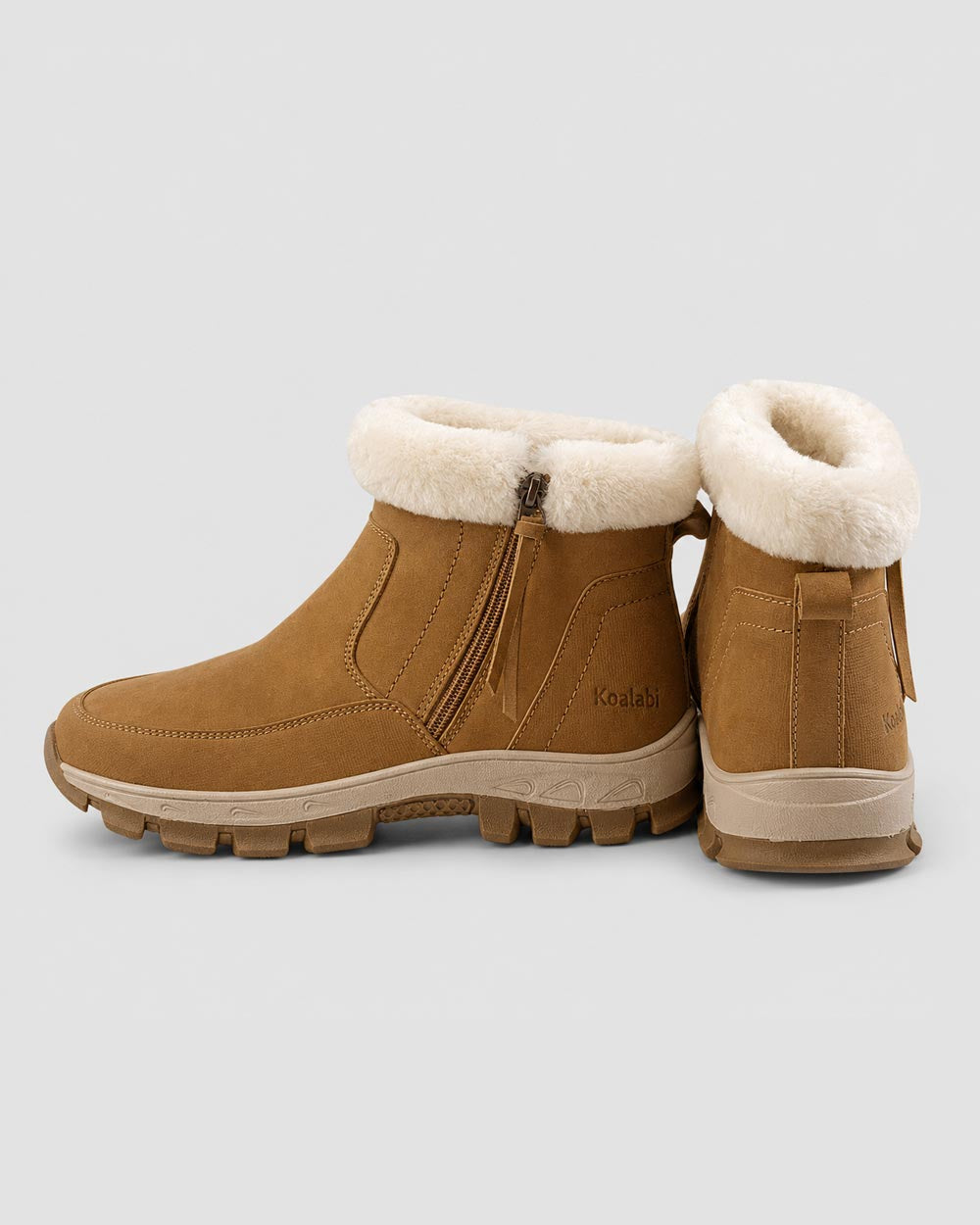 evelyn sheepskin lined leather boots chestnut back