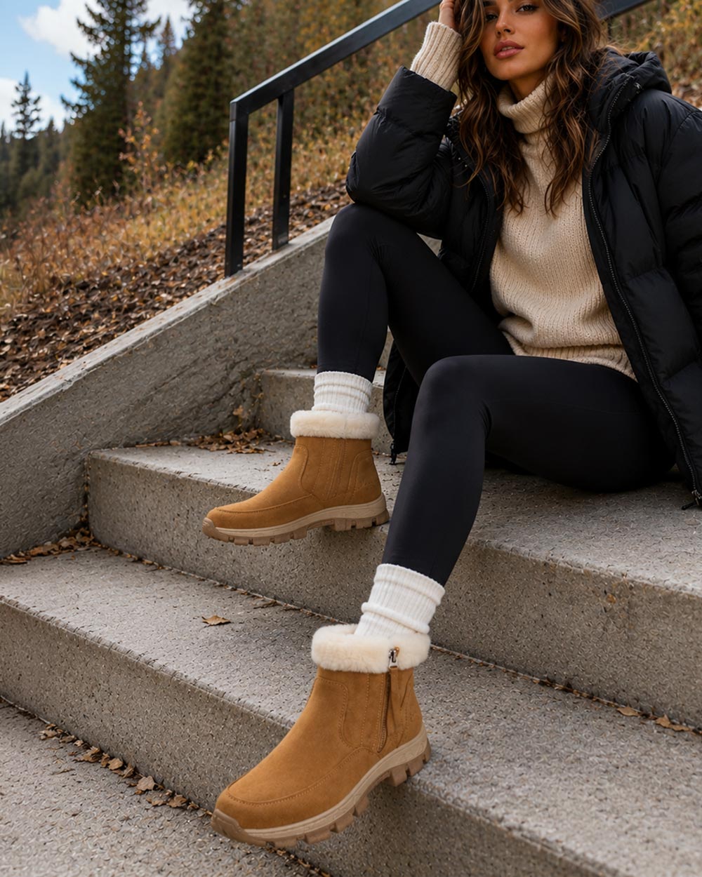 evelyn sheepskin lined leather boots chestnut live