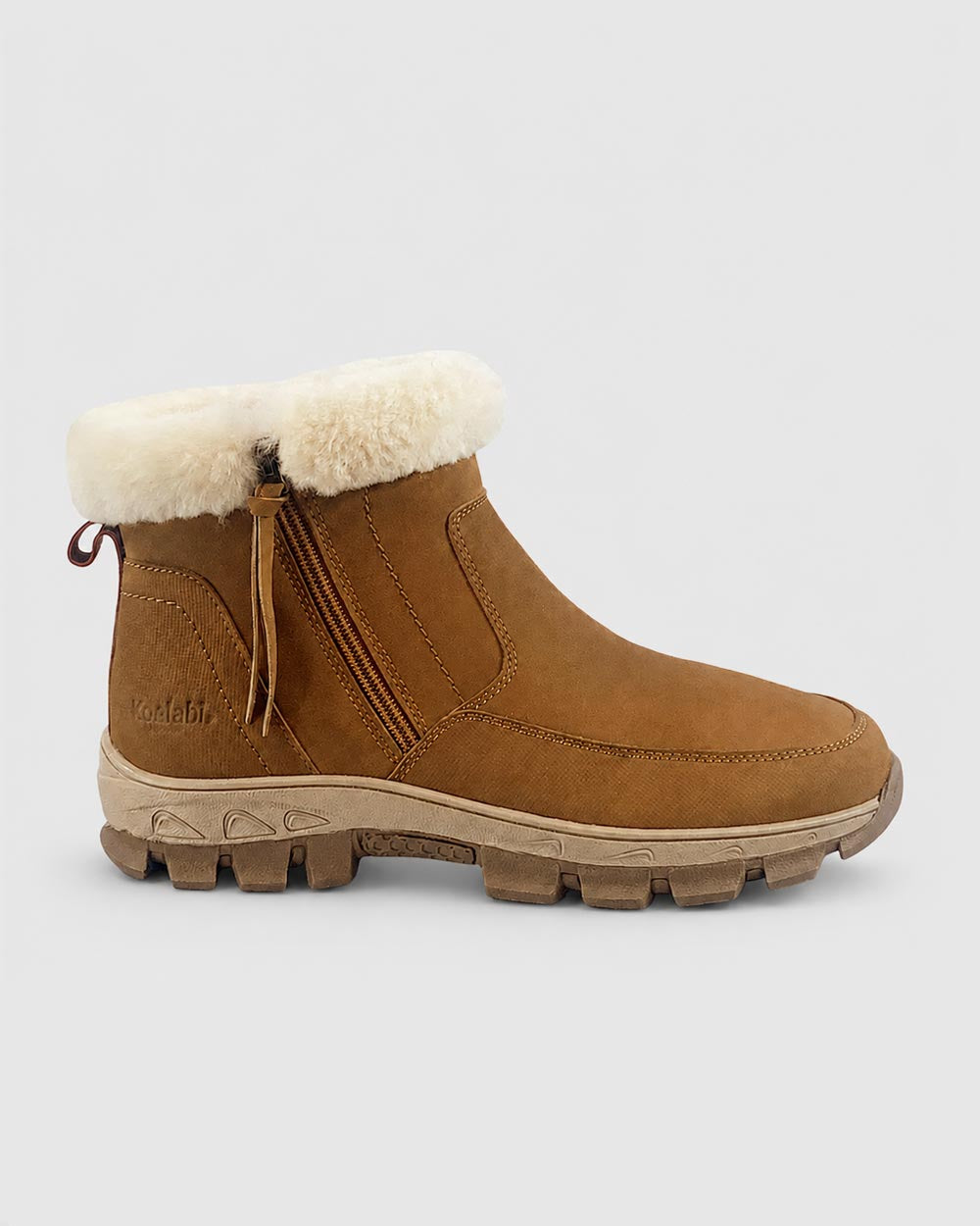 evelyn sheepskin lined leather boots chestnut side