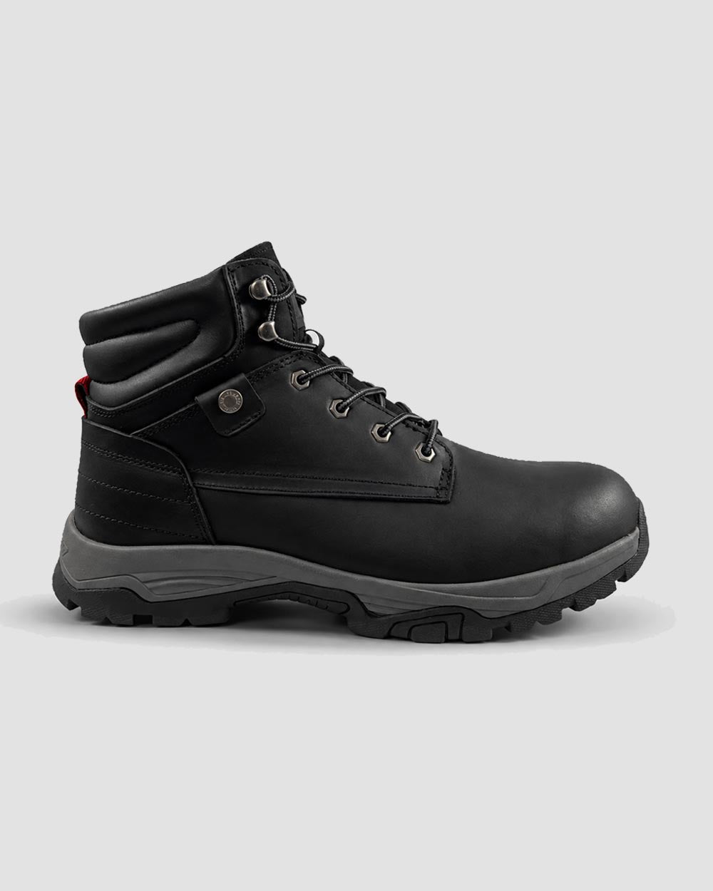 shark sheepskin lined leather boots black side