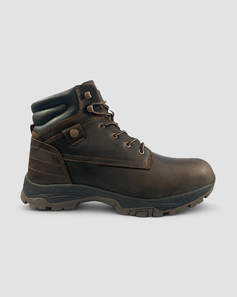 shark sheepskin lined leather boots chocolate side