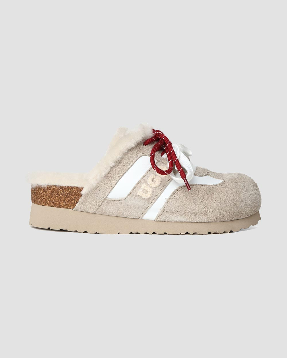 nomad lace-up clogs fog grey side