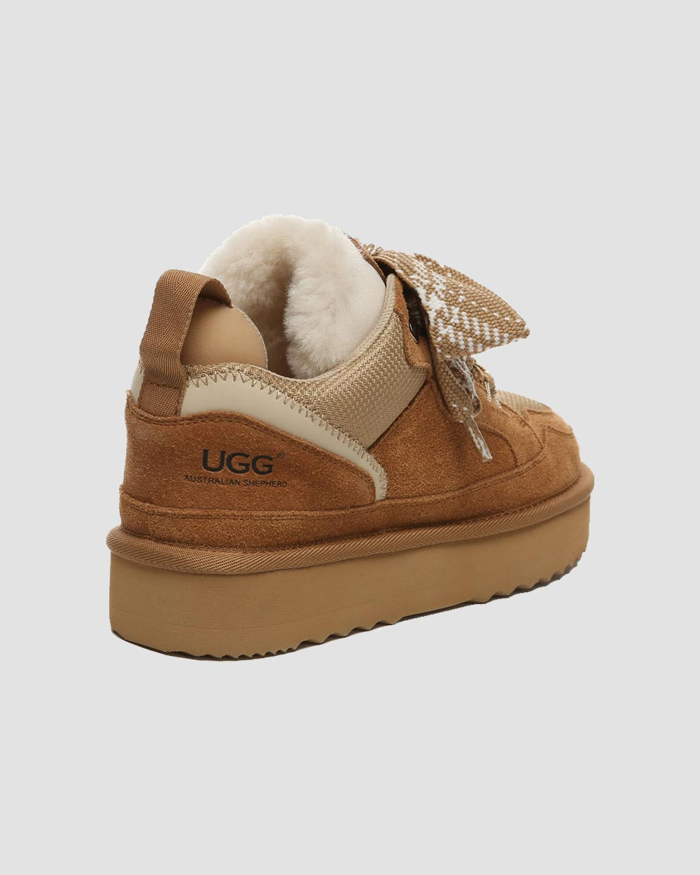 parkyr sheepskin ugg sneakers chestnut back