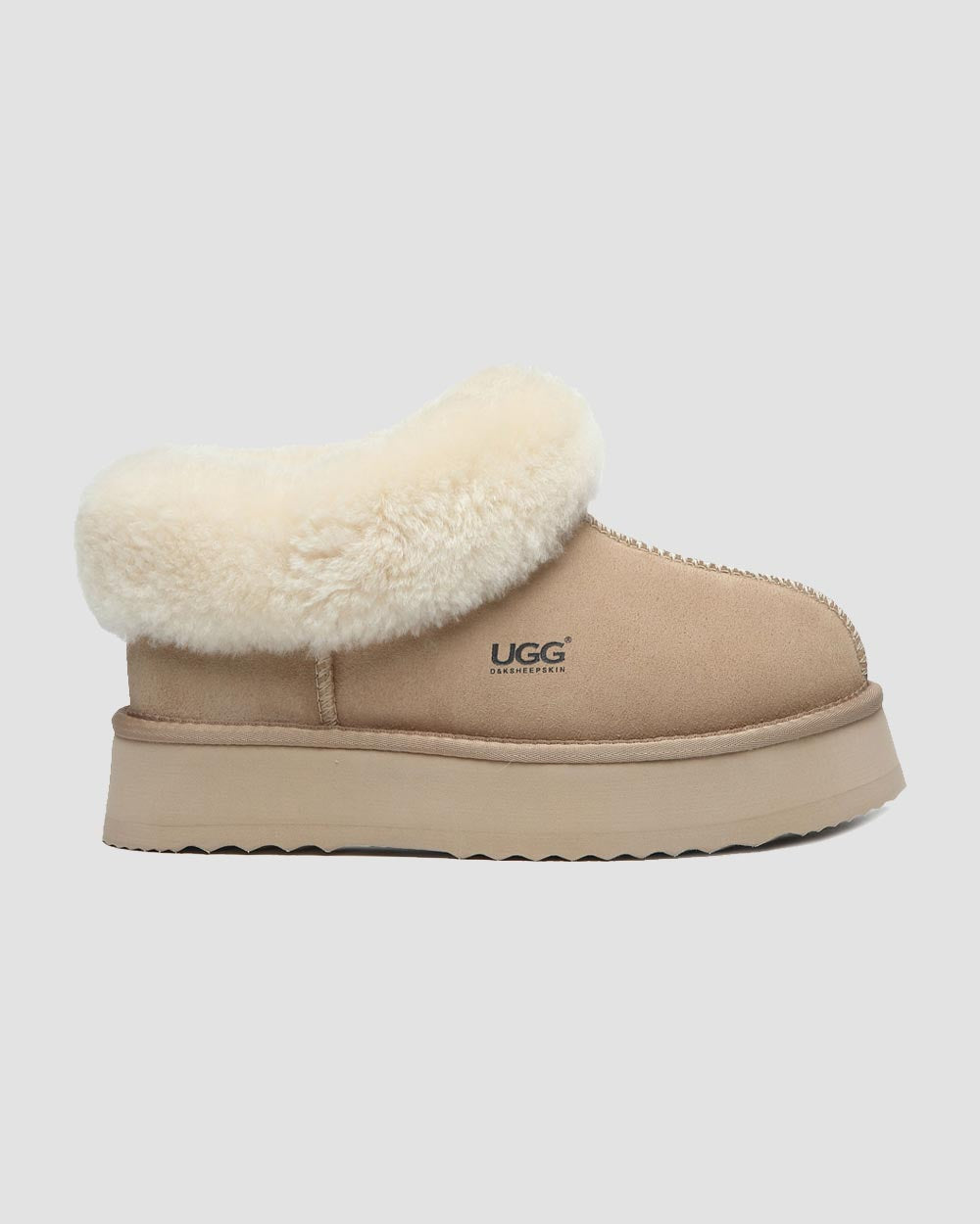 platinum platform ugg slippers ivory side