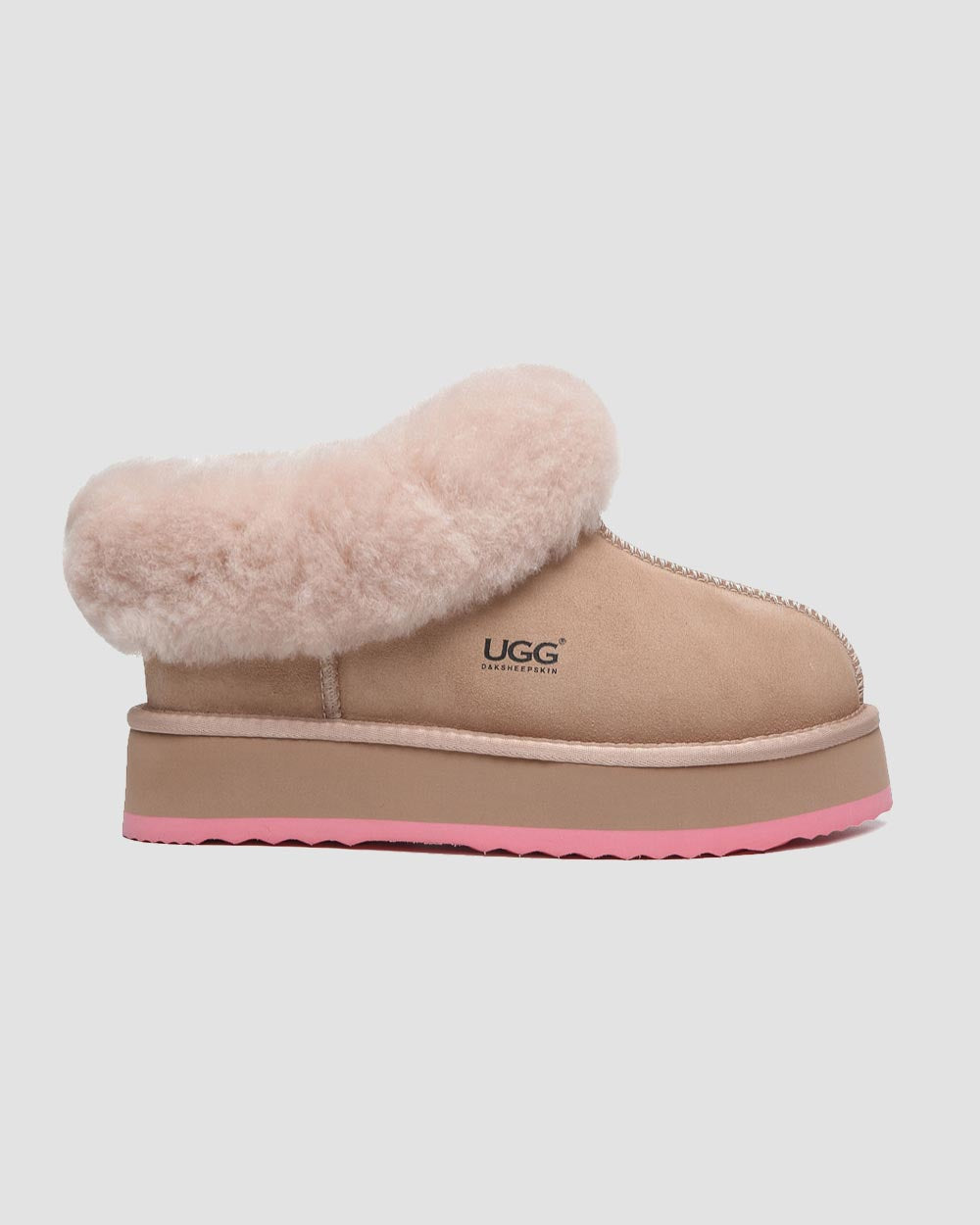 platinum platform ugg slippers vally brown pink side