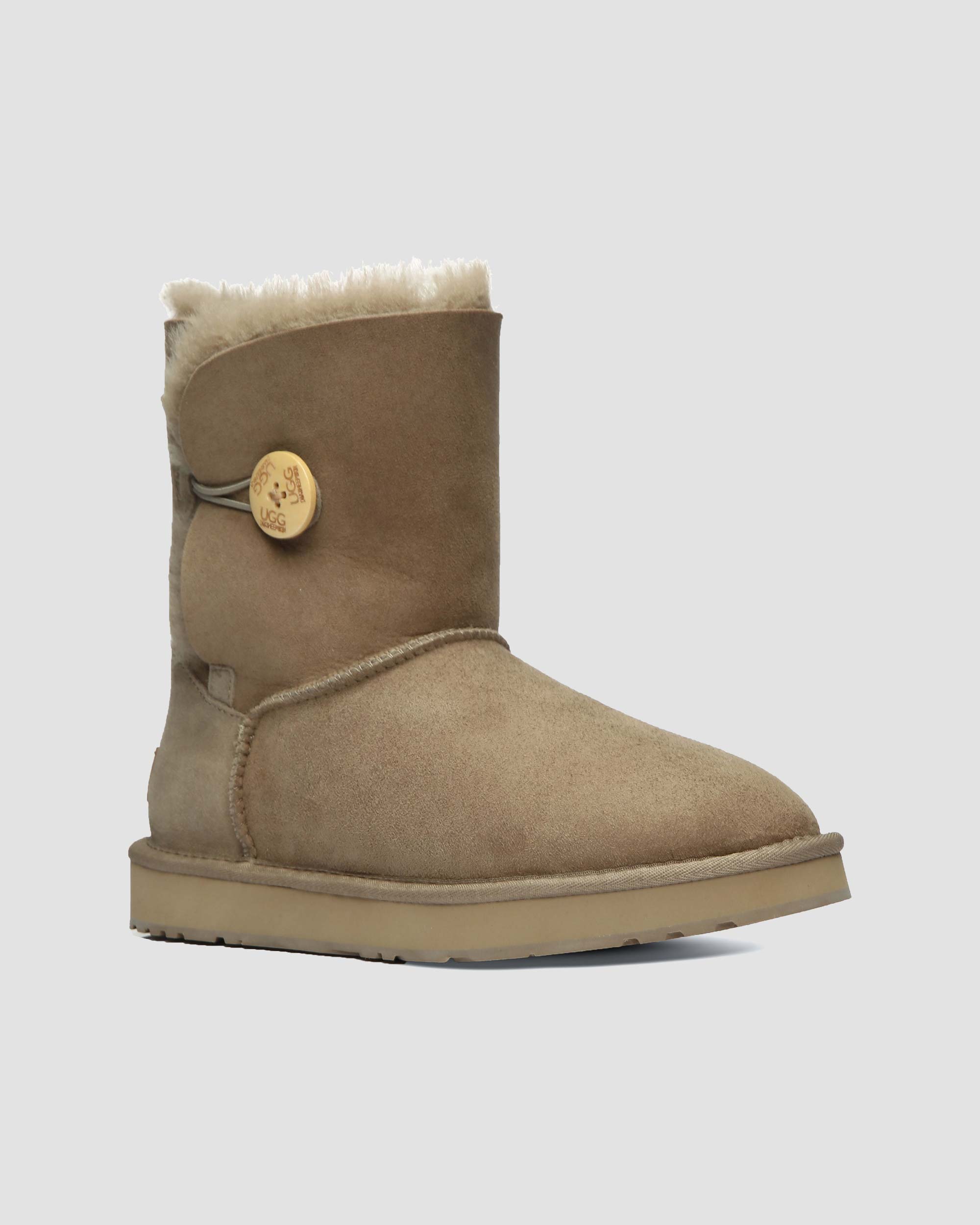 short button ugg boots antelope brown angle