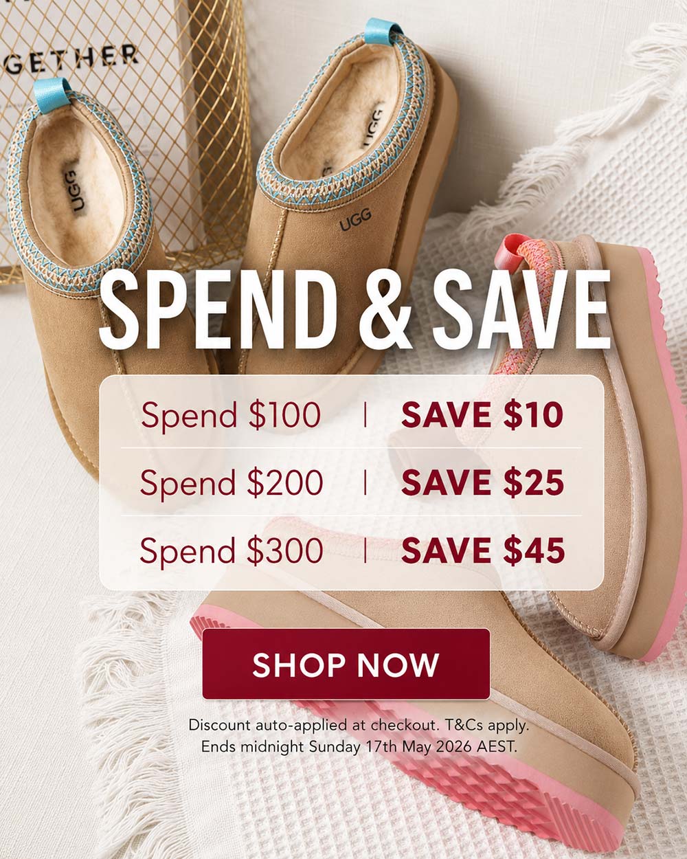 uggs spend and save banner