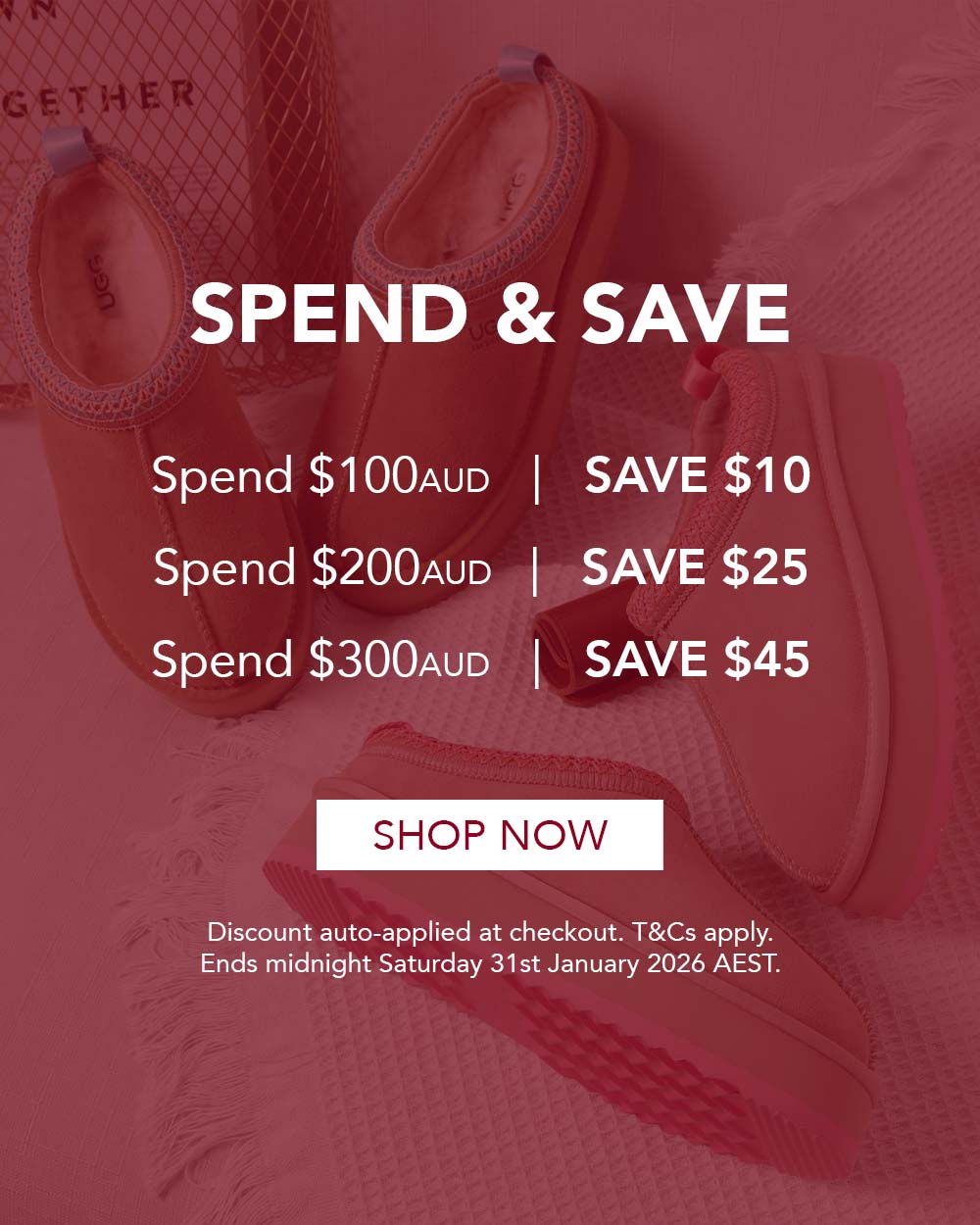 uggs spend and save promo banner