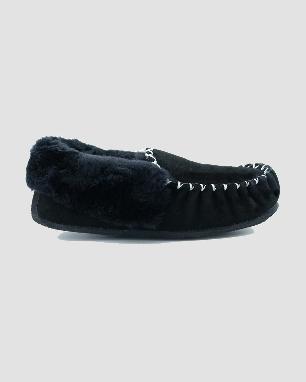 ultimate sheepskin moccasins with heel support black side